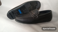 SpecialTreads Men's Black Pebbled Leather Moccasin Loafer – pair and sole view