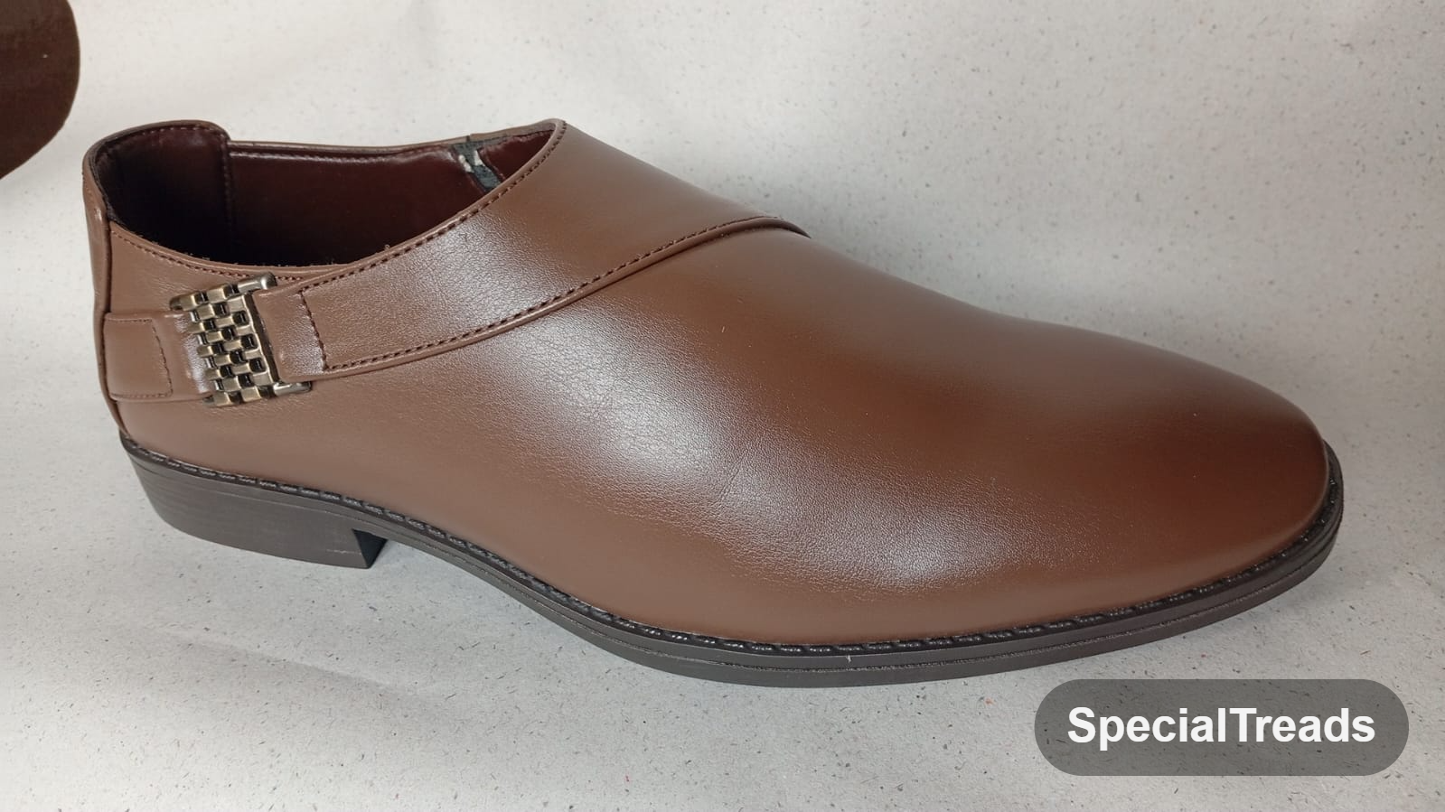 SpecialTreads Men's Monk-Strap Slip-On – close-up of buckle detail