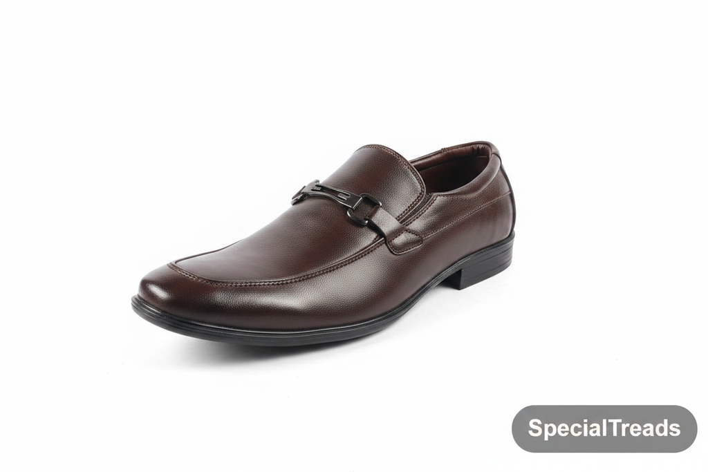 SpecialTreads Men's Dark Brown Horsebit Loafer – front three-quarter view