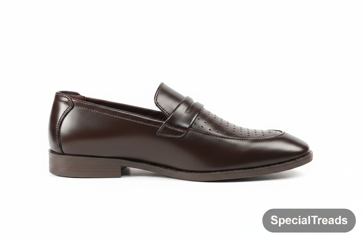 SpecialTreads Men's Dark Brown Penny Loafer – side profile